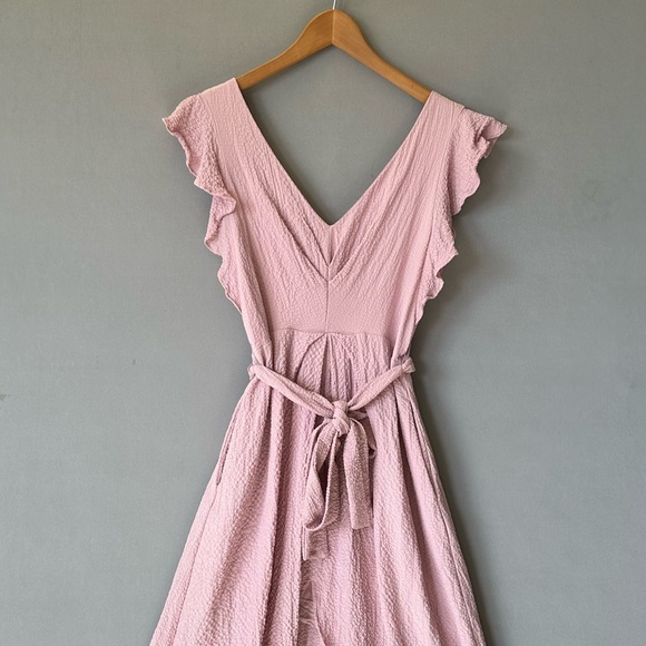 Astr Pink Ruffle Midi Dress - Picture 2 of 8
